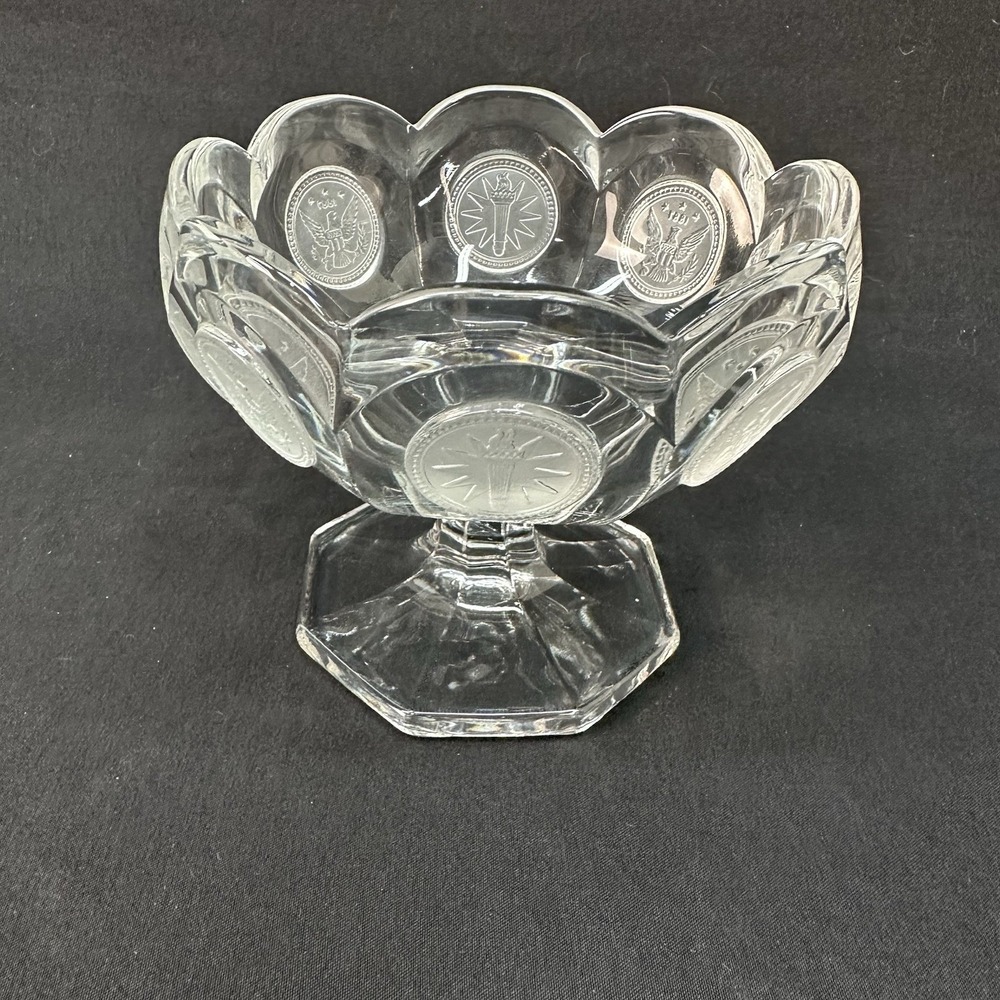 Fostoria 4 1/2" Crystal Clear Coin‎ Glass Pedestal Candy Dish, Vintage